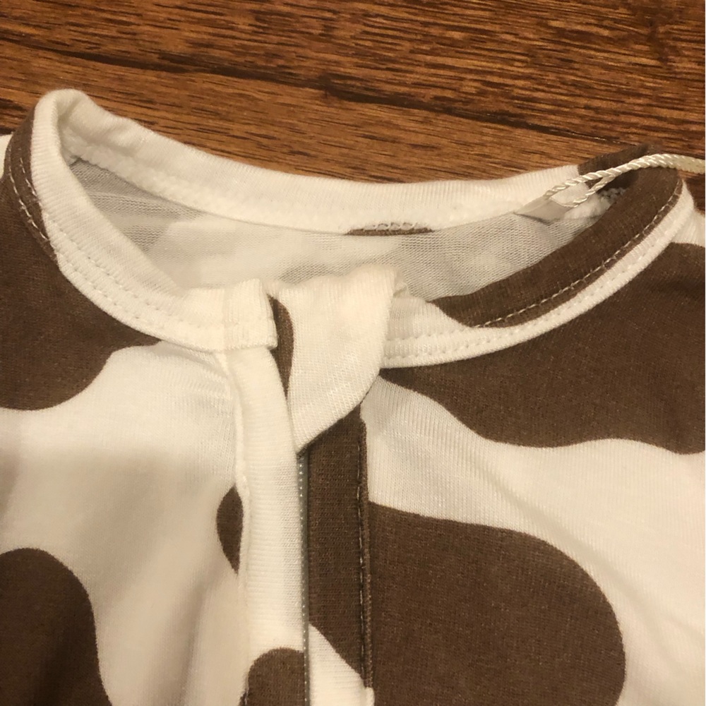 NEW Angel Dear Footie Pajamas Cow Print 0-3 Months - Picture 3 of 6